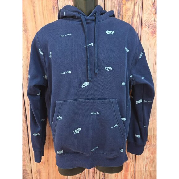 Nike Other - Nike Mens Navy Blue‎ Logo Print Hoodie Small